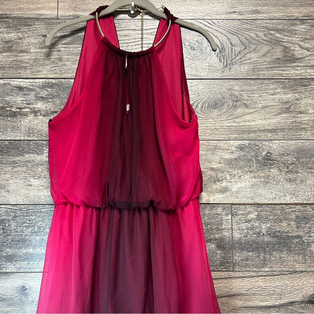 Bisou Bisou Burgundy Ombre High-Low Dress – Size 10